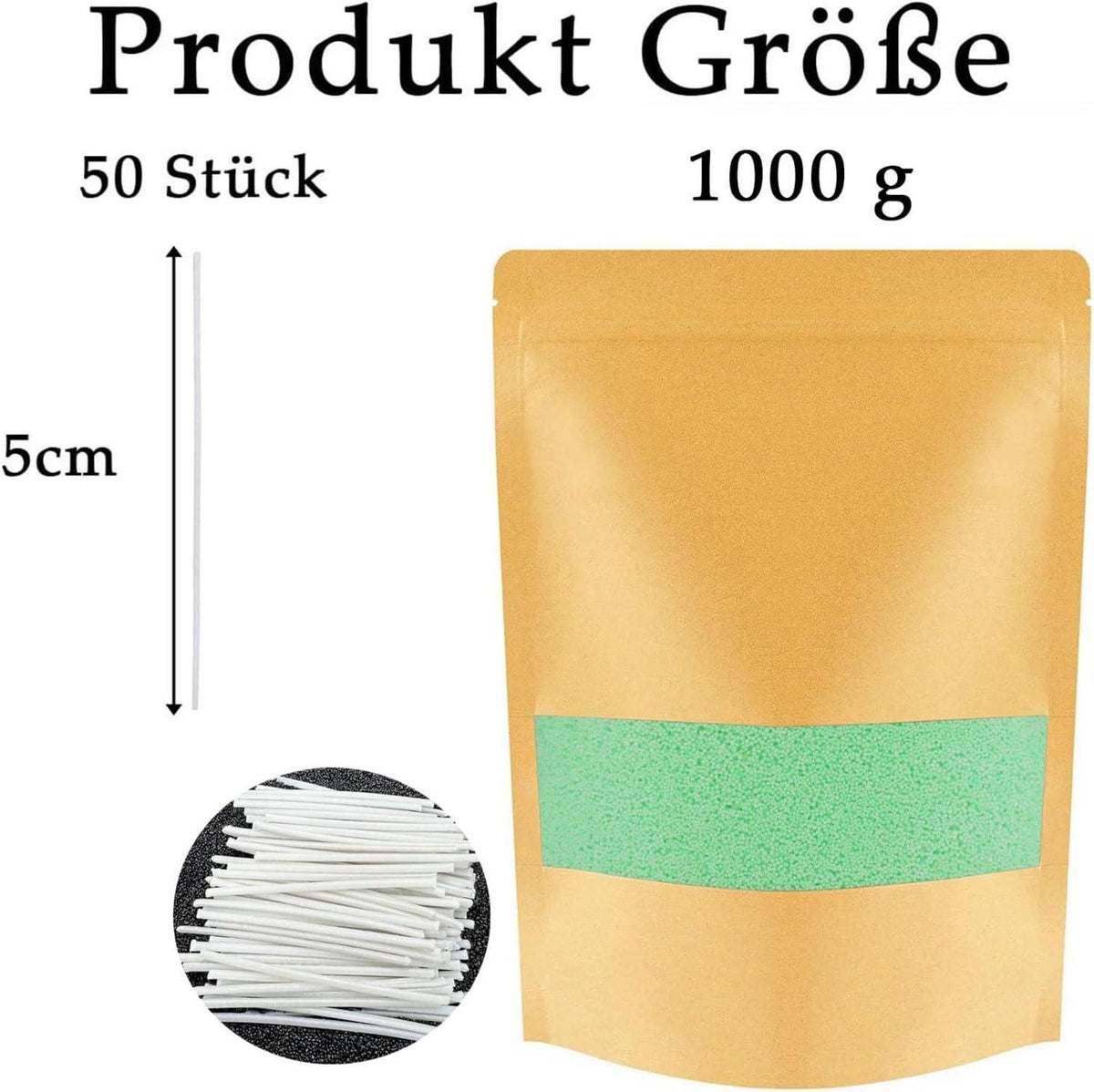 Kerzensand mit Docht 1 KG, 50 Docht 5cm, Perlenkerzen ohne