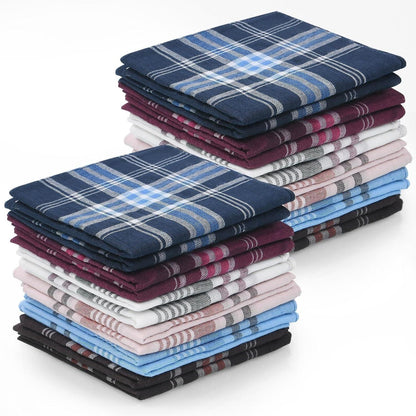 Herren Taschentücher Stoff 24er Set Baumwolle Plaid