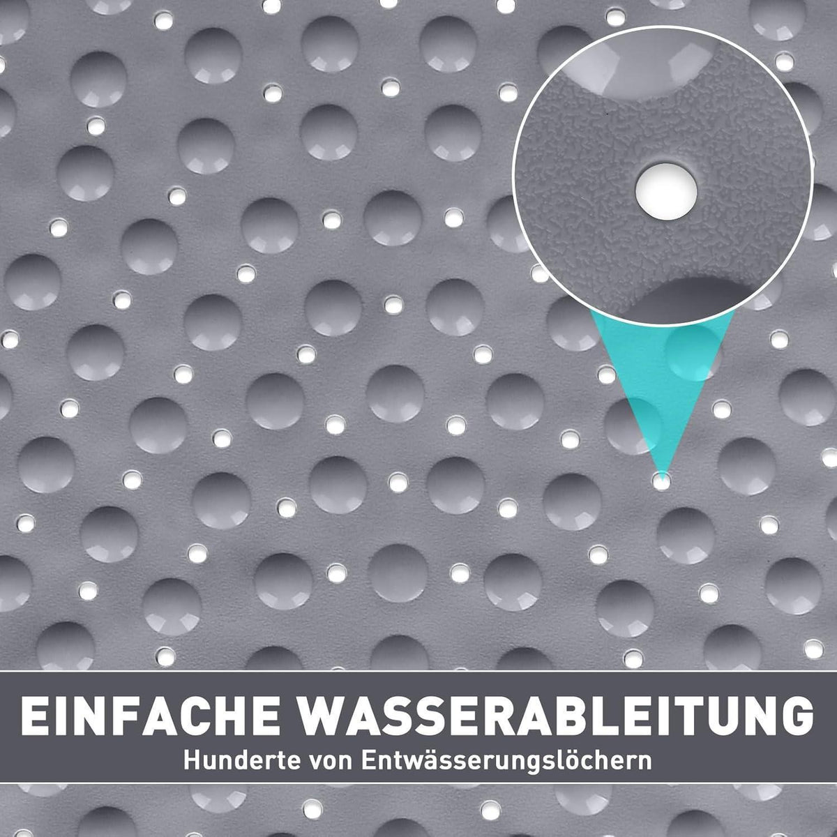 Rutschfeste Duschmatte Eckig 54x54 cm mit Saugnäpfen