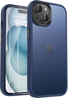 Schutzhülle iPhone 15 matt Transluzent Stoßfest Blau