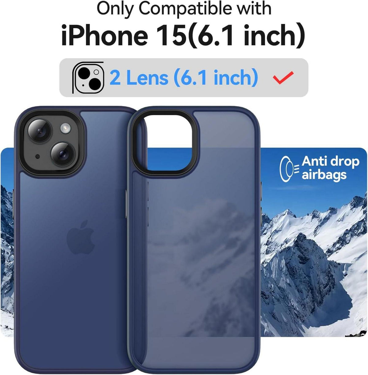 Handyhülle iPhone 15 Matt Blau Stoßfest Kratzfest 365 Tage
