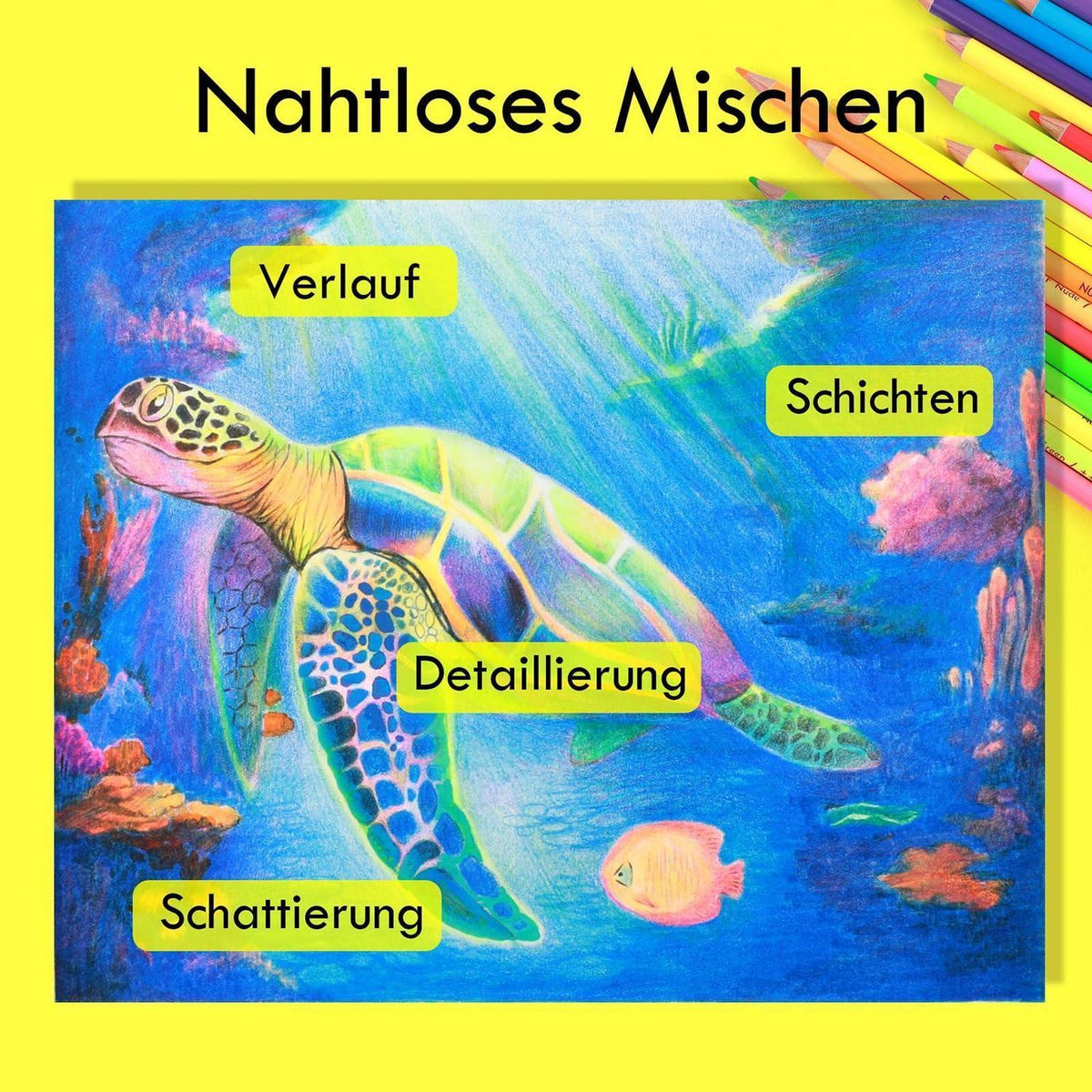 50 Neon-Buntstifte für Erwachsene – Fluoreszierendes Zeichenset
