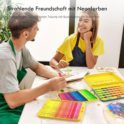 50 Neon-Buntstifte für Erwachsene – Fluoreszierendes Zeichenset