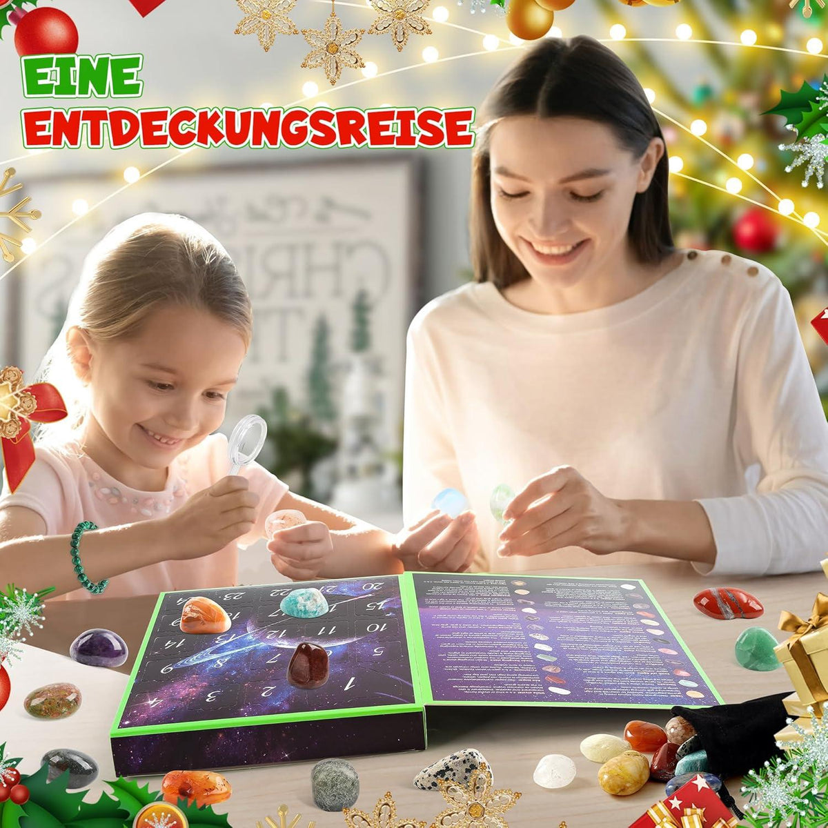 Adventskalender 2024 Edelsteine für Kinder 24 Tage Weihnachtskalender Mädchen Jungen