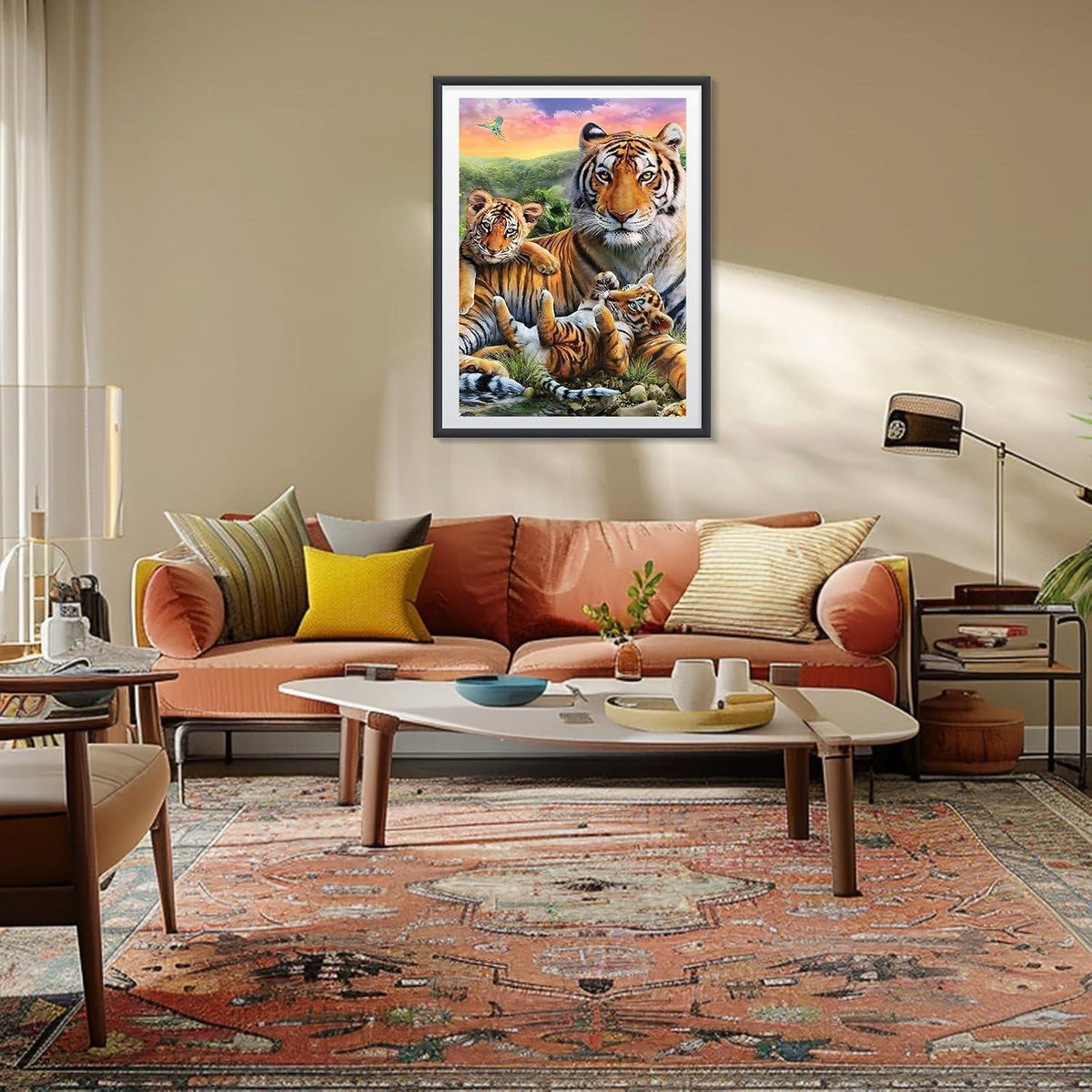 5D Diamant Painting Tiger Familie – DIY Bilderset für Erwachsene & Kinder