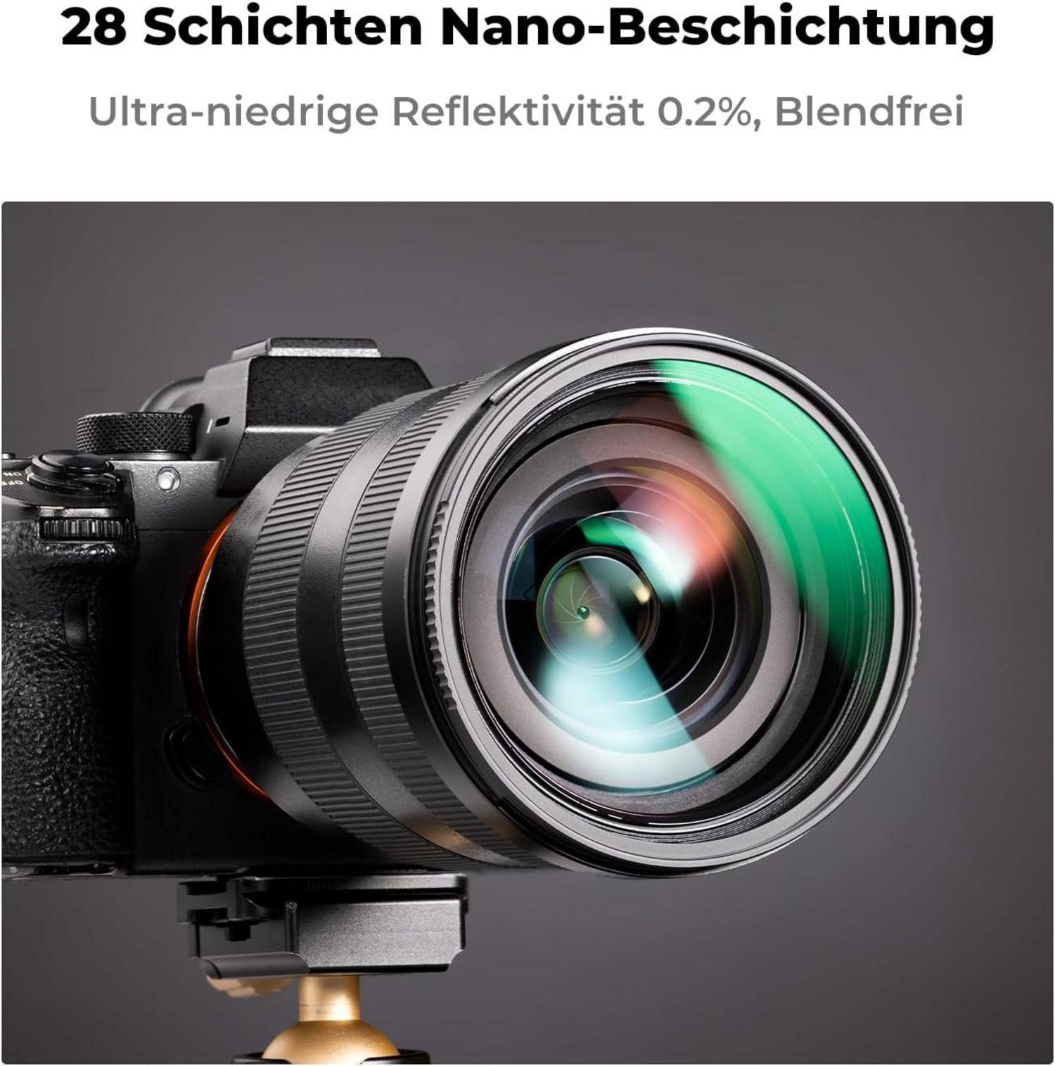 K&F Concept Nano X-Serie Filtersets 67mm: Polfilter, UV Filter, Objektivdeckel, Reinigungstuch