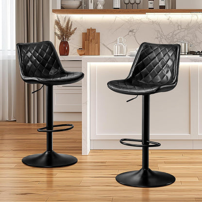 Verstellbarer Barhocker in Lederoptik & Fußstütze – 2er Set
