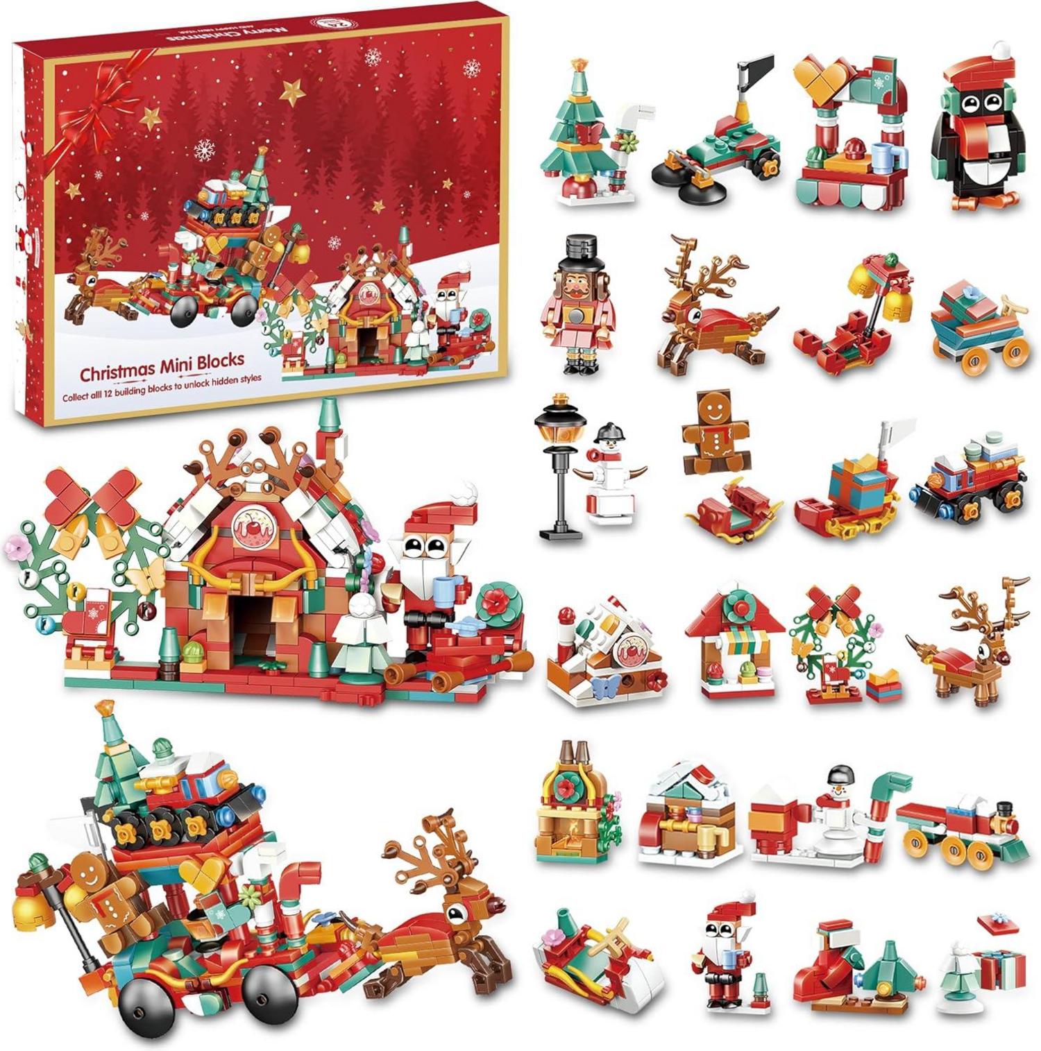 Weihnachts-Adventskalender 2024 für Kinder mit Bausteinen