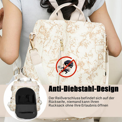 Wasserdichter Anti-Diebstahl Rucksack Damen – Beige Cityrucksack 32x14x33cm