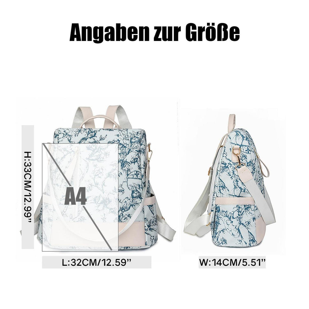 Wasserdichter Damen Rucksack – Anti-Diebstahl Schulrucksack Schwarz