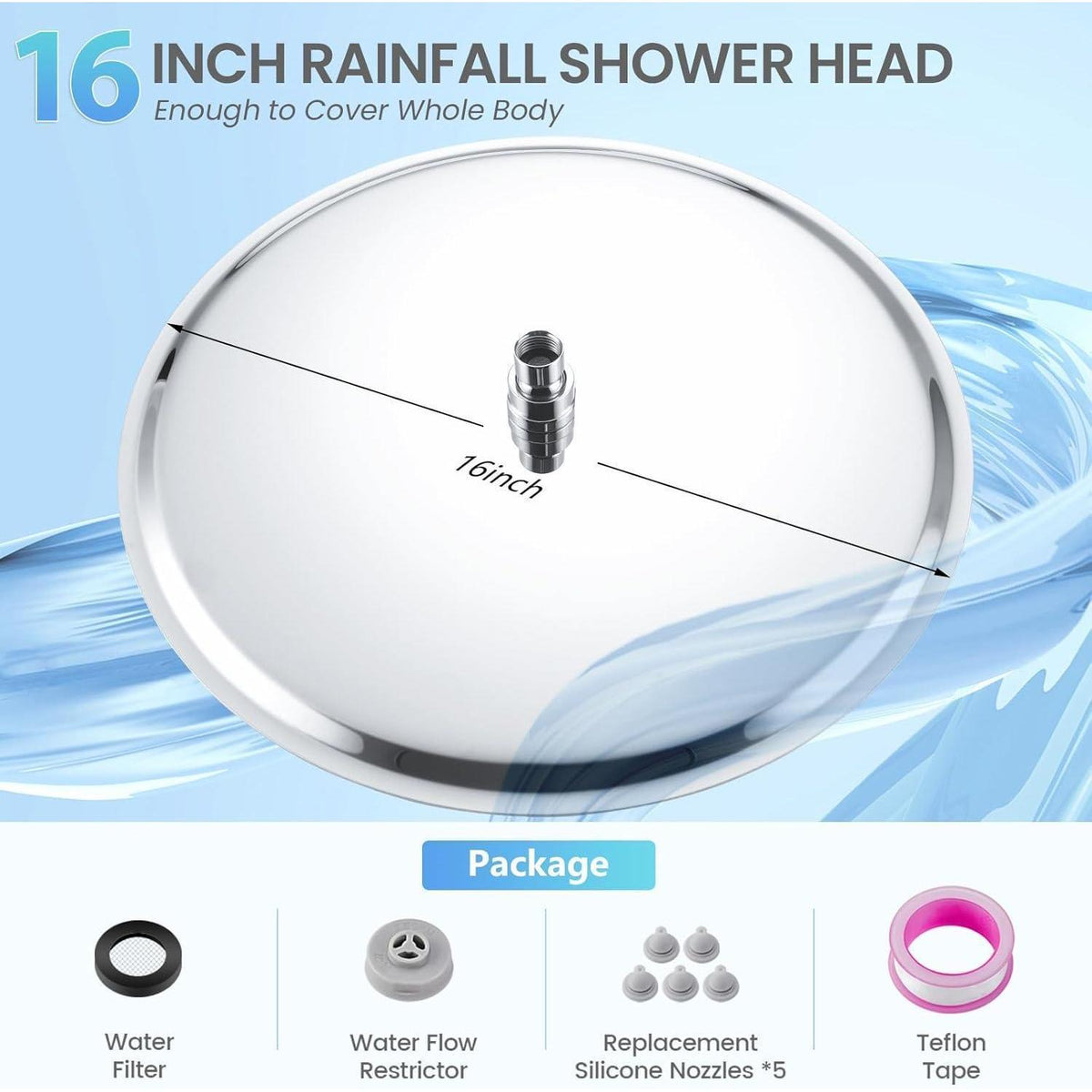 40cm Regendusche Chrom – Wasserfall Duschkopf Edelstahl