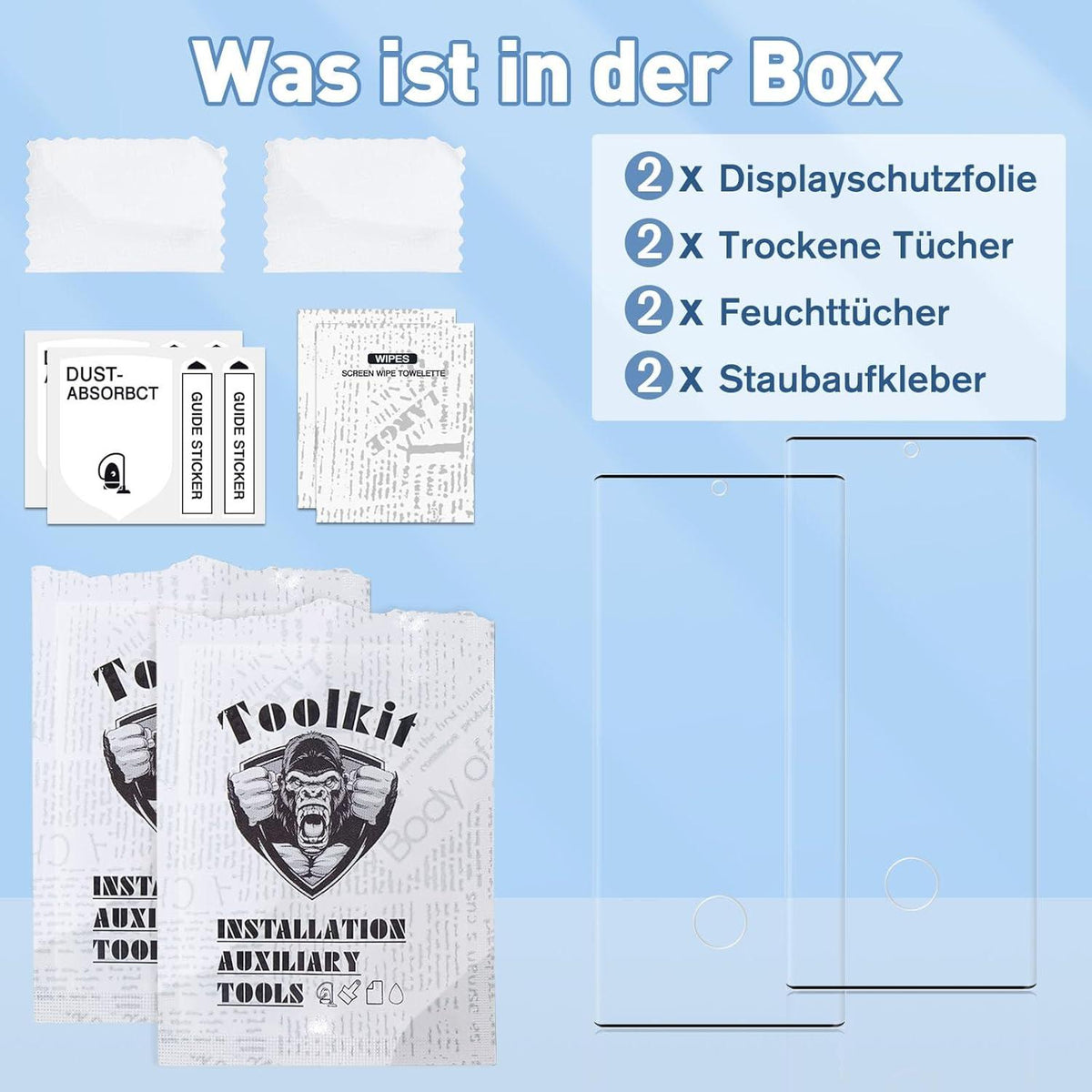 Panzer Schutzglas Samsung Galaxy S22 Ultra 9H Displayschutz 2er Set