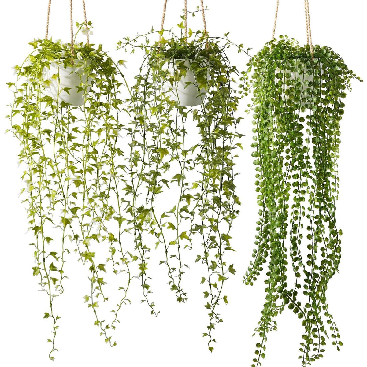 Künstliche Hängepflanzen im Topf, 3er Set, 94 cm, Weiß