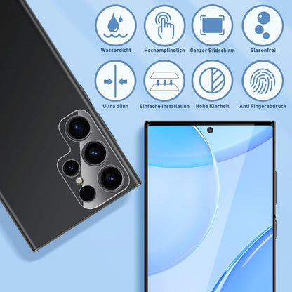 Panzerglasfolie 2er Set für Samsung Galaxy S24 Ultra Kameraschutz 9H