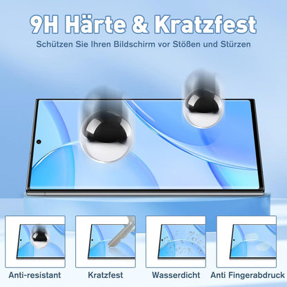 Agedate Schutzfolie Panzerglas Samsung Galaxy S24 Ultra 2x Kameraschutz 9H Härte Displayfolie HDTransparent Touch Kompatibel