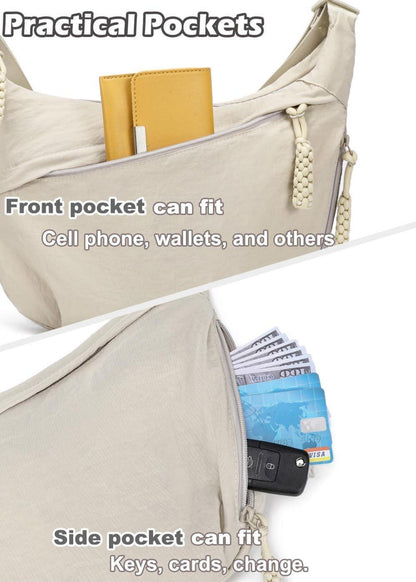 GSenhui Crossbody Bag Damen Nylon Umhängetasche Beige