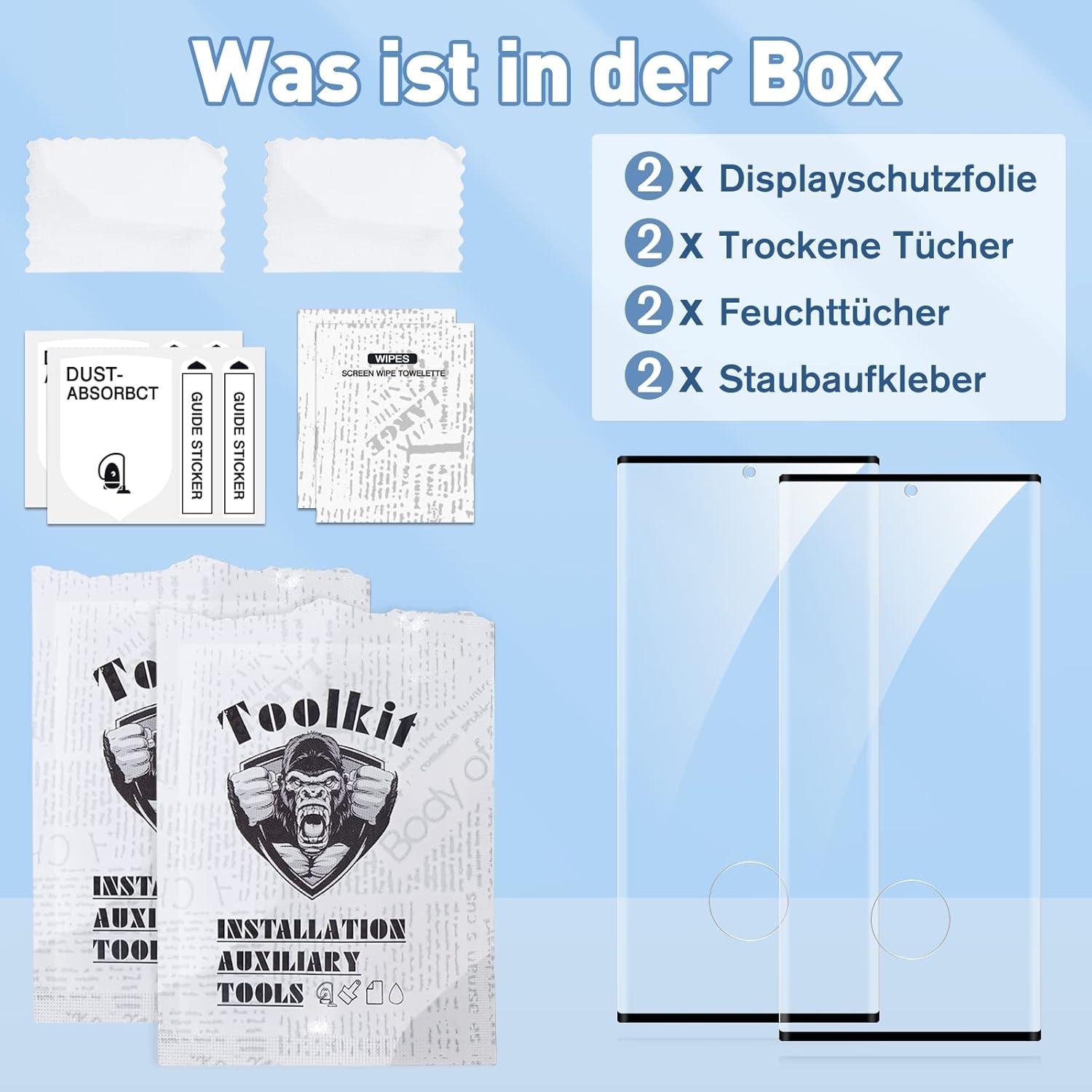 Schutzfolie Panzerglas für Samsung Galaxy S23 Ultra 2 Stück HD Klar