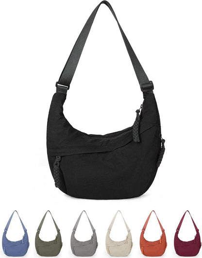 Große Nylon Crossbody Tasche für Damen Beige