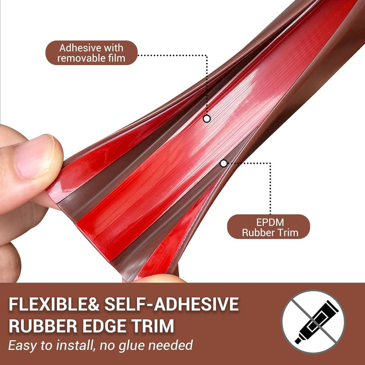 Flexibler Kantenschutz Braun, 63mm U-Profil, 6m Selbstklebend