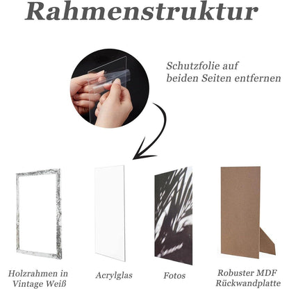 Bilderrahmen Vintage Weiß Holz 30x40cm Fotorahmen Set