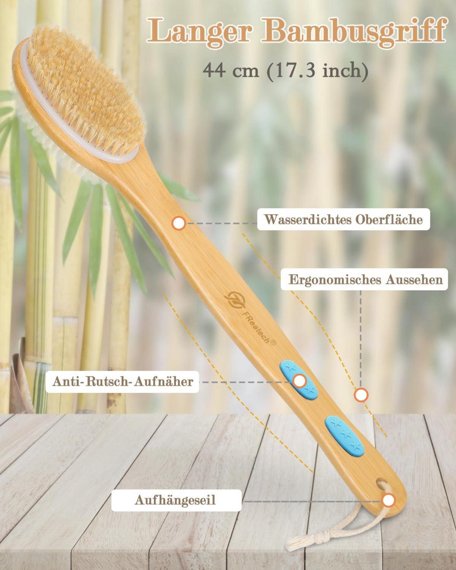 Duschbürste mit Bambusstiel und doppelseitiger Bürste