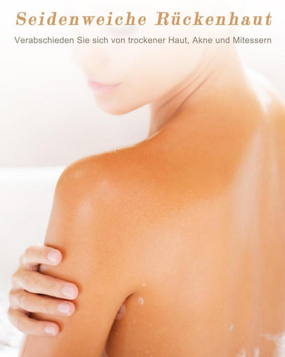 Duschbürste mit Bambus Stiel, Rückenbürste Peelingbürste, hart