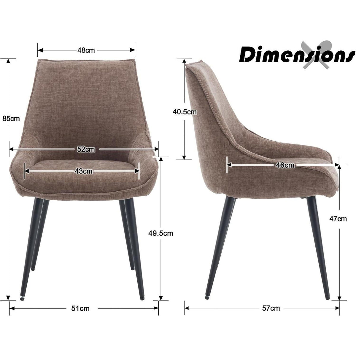 Chenille Esszimmerstühle 2er Set – Bequeme Akzentstühle