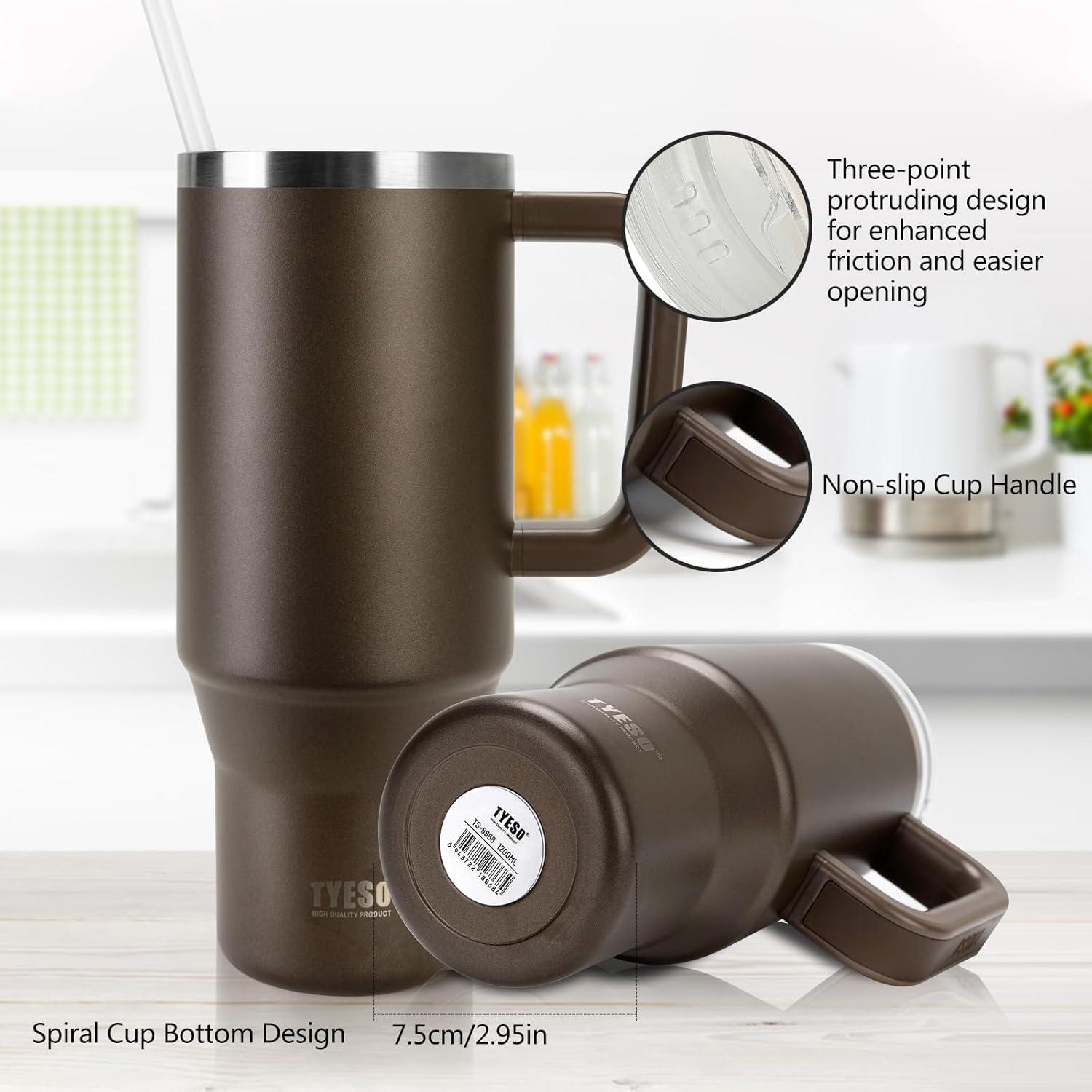 Isolierter Travel Mug mit Strohhalm 1200ml - Edelstahl Thermobecher