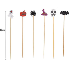 Halloween Cocktailspieße 100 Stück Holzspieße mit Halloween Motiven 12cm