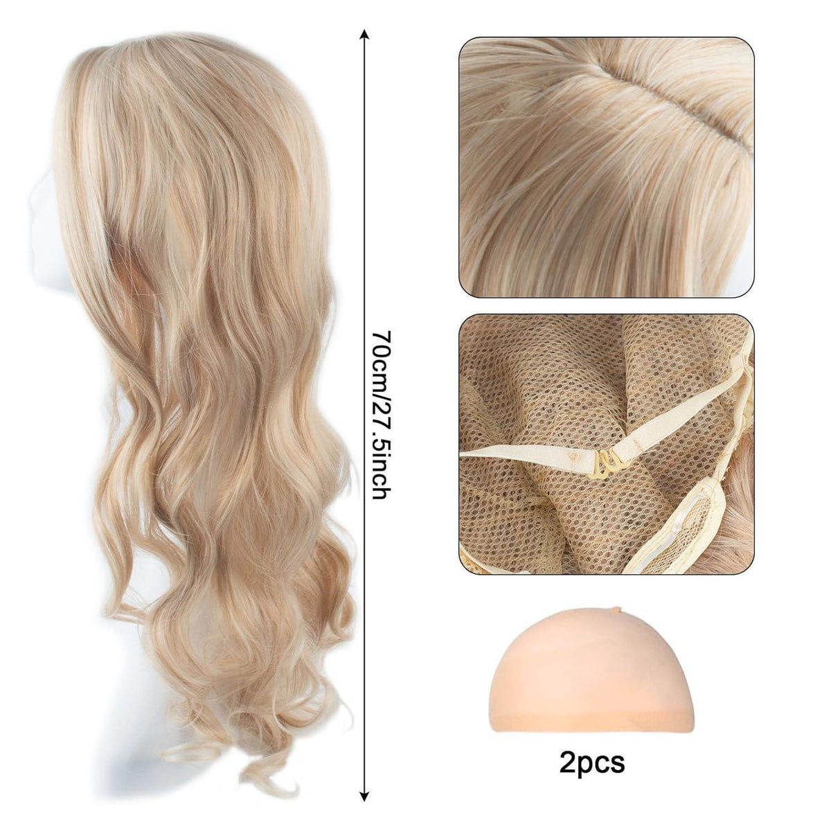 Lange gewellte Perücke golden – 68cm Damen Perücke