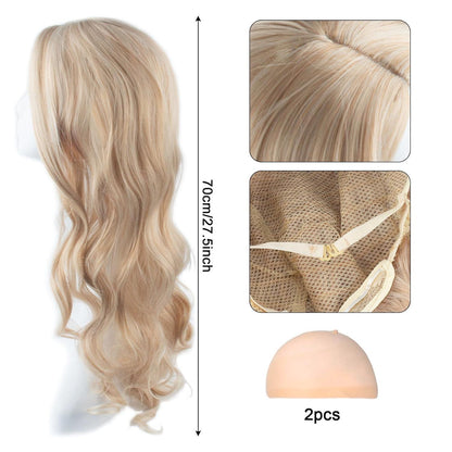 Lange gewellte Perücke golden – 68cm Damen Perücke