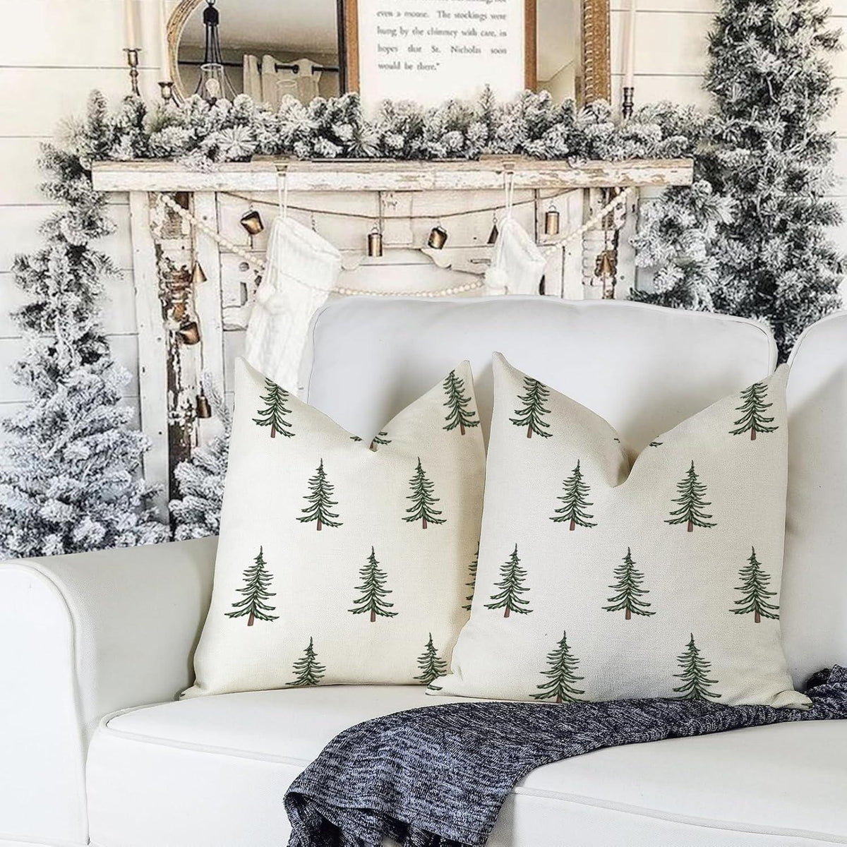 YCOLL Kissenbezug Weihnachten Leinen 40x40 cm 2er Set Sofa Schlafzimmer Couch