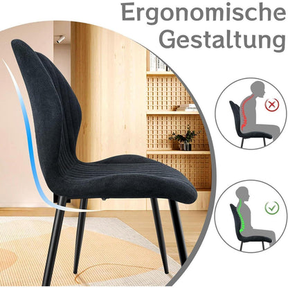 Esszimmerstühle 6er Set Dunkelgrau – Polsterstühle im Skandi-Stil