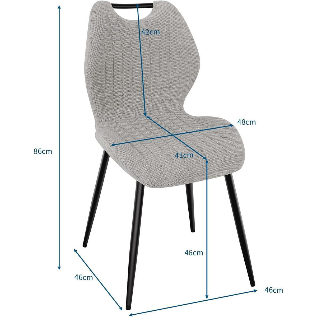Esszimmerstühle 6er Set – Polsterstühle im skandinavischen Stil, Graubraun