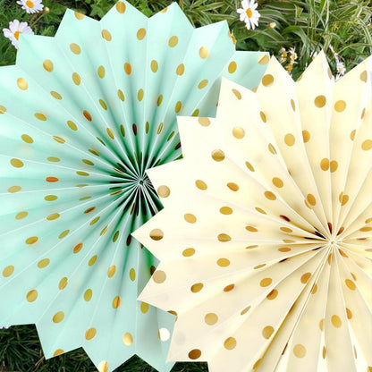 Geburtstagsdeko 30 Grün Gold Pompons Wabenball Papierfächer