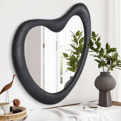 Asymmetrischer Wandspiegel Holzrahmen Schwarz 70x50 cm Modern