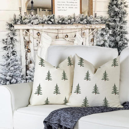 Kissenbezug Weihnachten 45x45 cm Leinen 2er Set für Sofa Couch Schlafzimmer
