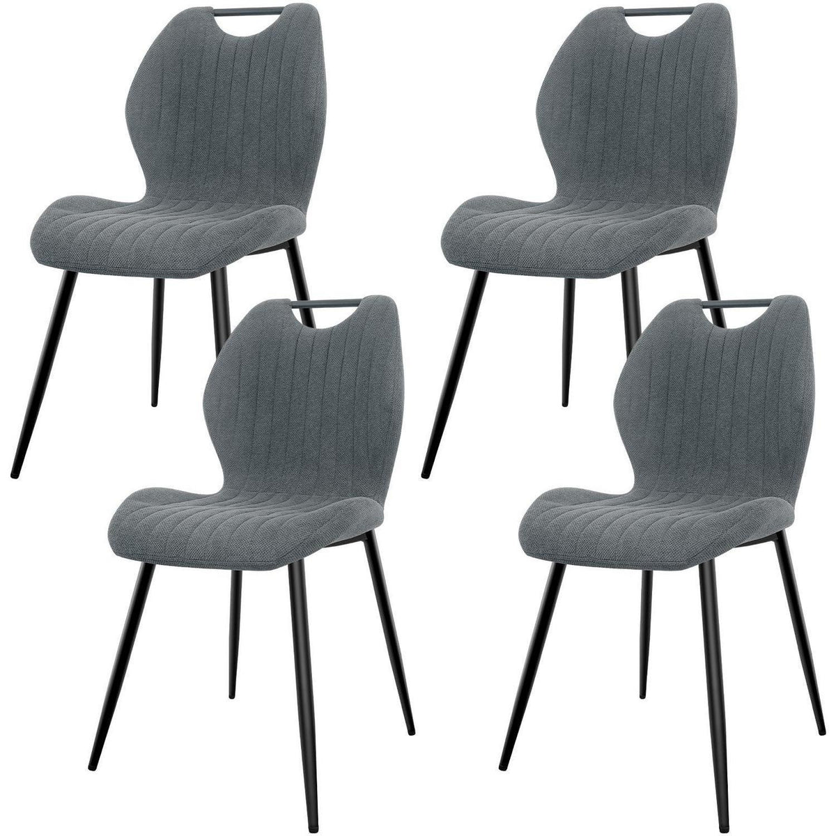 Esszimmerstühle Set 4 Grau – Polsterstühle mit Metallbeinen