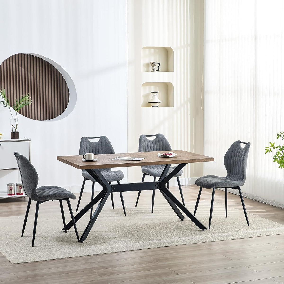 Esszimmerstühle Set 4 Grau – Polsterstühle mit Metallbeinen