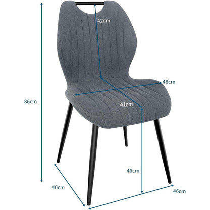 Esszimmerstühle Set 4 Grau – Polsterstühle mit Metallbeinen