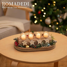Adventskranz Holz Kerzenhalter Glasständer Weihnachten Deko