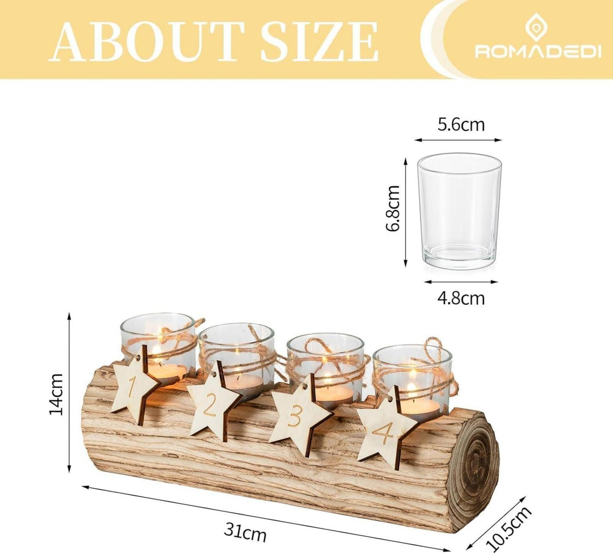 Moderne Holz Adventskranz Kerzenhalter Glasständer Weihnachten Deko 38cm