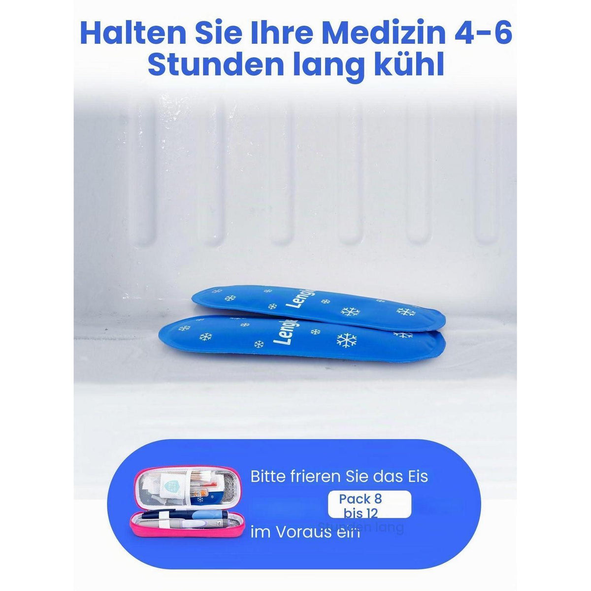 Insulinkühltasche für Diabetiker mit 2 Kühlakkus (Rot)