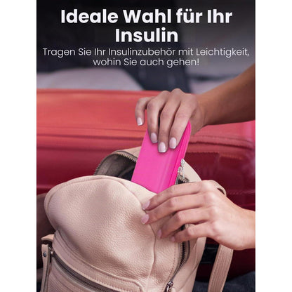Insulinkühltasche für Diabetiker mit 2 Kühlakkus (Rot)
