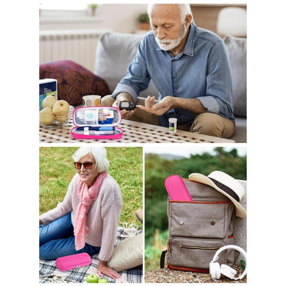 Insulinkühltasche für Diabetiker mit 2 Kühlakkus (Rot)