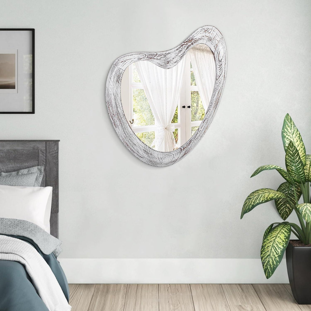 Asymmetrischer Wandspiegel Holzrahmen 65x45 cm - Modern & Dekorativ