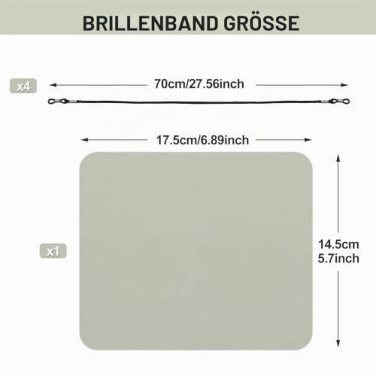 4x Brillenband Schwarz – Verstellbare Brillenkette mit Tuch