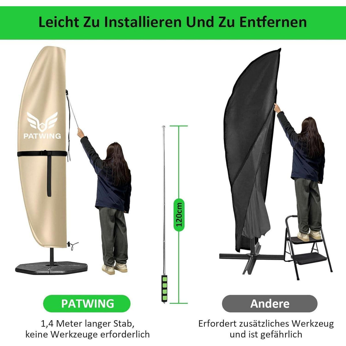 Sonnenschirm Schutzhülle 600D Oxford, 2-4m, Winddicht & UV-Schutz