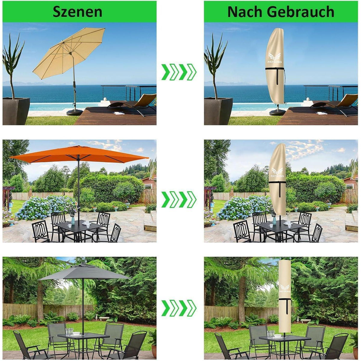 Sonnenschirm Schutzhülle 600D Oxford, 2-4m, Winddicht & UV-Schutz