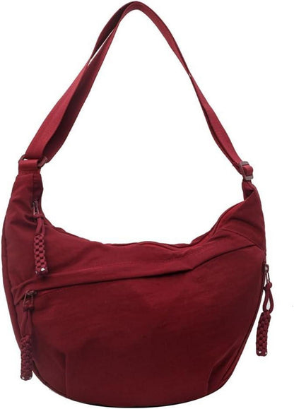 Große Nylon Umhängetasche Halbmond Crossbody Bag Damen Slouchy